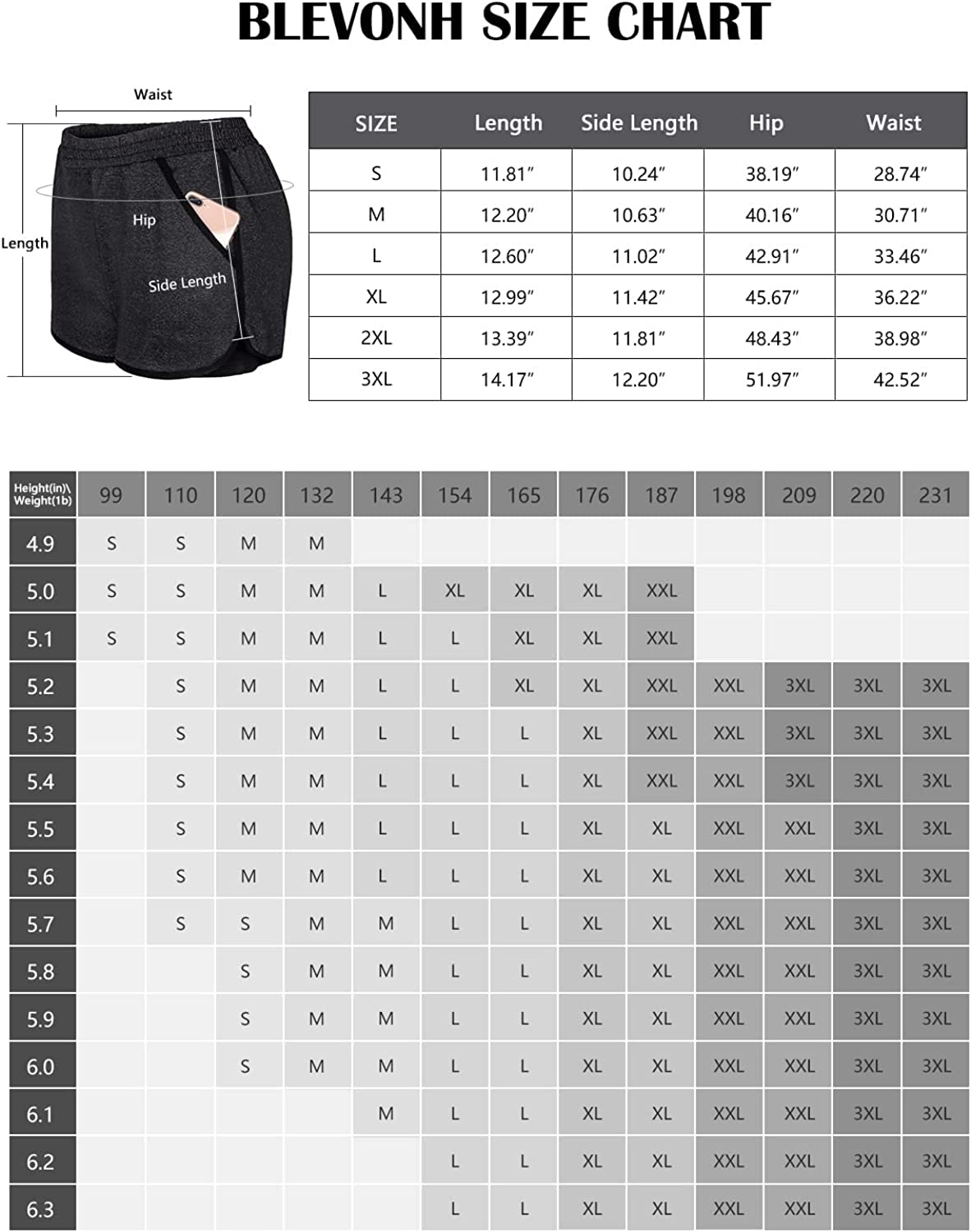Blevonh Womens 2 in1 Running Athletic Workout Yoga Shorts with Pockets S-XXXL - Image 3
